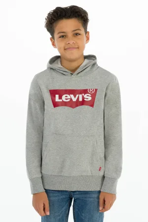 Levi’s Kids hoodie Batwing met logo grijs melange