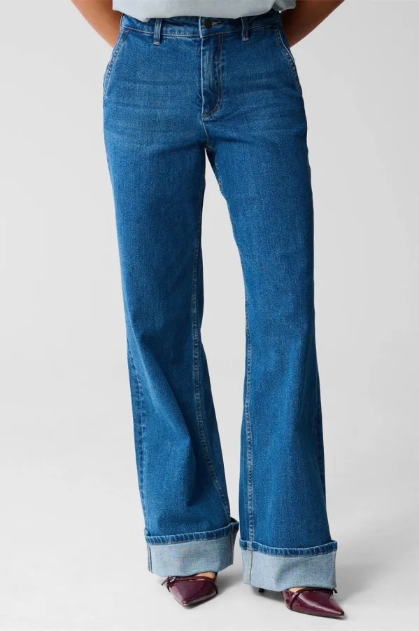 Shoeby high waist wide leg jeans medium blue denim