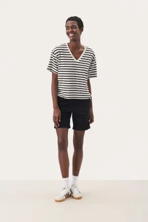 T-shirt Loose fit Black and Eggnog Stripe