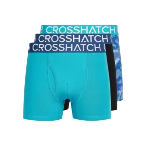 Crosshatch Heren Payso Boxershorts (Pack of 3) (Teal)