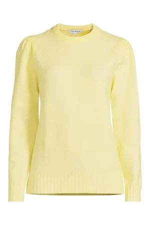 anytime gebreide trui met pofmouwen geel