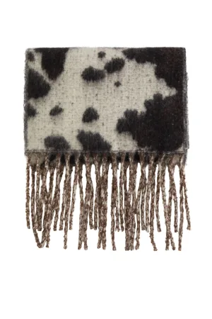 WE Fashion sjaal met koeienprint bruin/beige