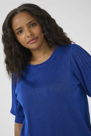 Kaffe Curve top blauw met lurex