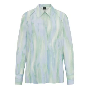 Boss Dames Bacie Zijde Blouse (Blauw/Groen)