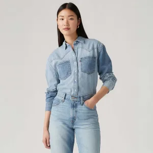 Women’s Levis Teodora Lightweight Western Denim Shirt in Light Blue