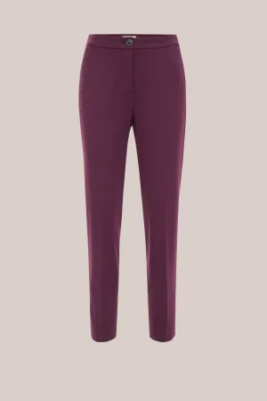 WE Fashion – Dames slim fit jersey pantalon met stretch – Slim Fit – Donkerrood – Viscose –