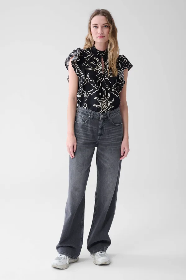 Shoeby high waist wide leg jeans grey denim