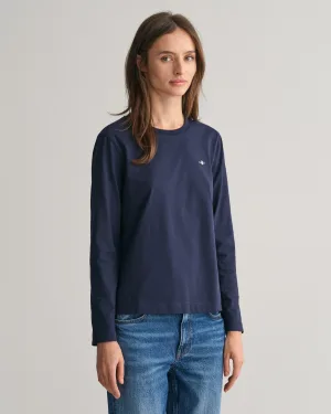 Gant Shirt met lange mouwen REG SHIELD LS T-SHIRT klein logoborduursel op borsthoogte