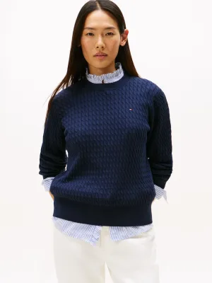 Tommy Hilfiger Trui met ronde hals CO CABLE C-NK LS SWEATER