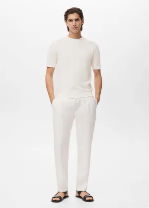 Mango Man regular T-shirt gebreid ecru