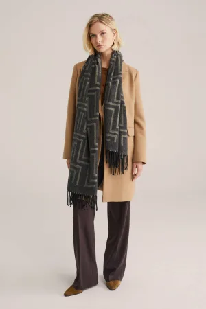 WE Fashion sjaal met franjes zwart