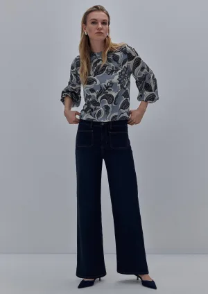 comma wide leg jeans dark blue denim