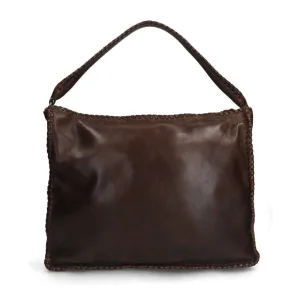 Manfield leren schoudertas donkerbruin