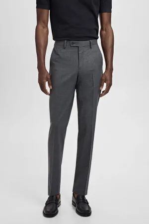 Mango Man wollen slim pantalon grijs