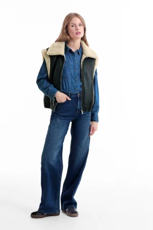 anytime wide leg jeans donkerblauw