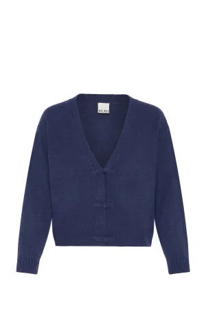 ICHI gebreid vest donkerblauw