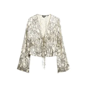 Plissé blouse met 70’s mouwen voor vrouwen Superdry