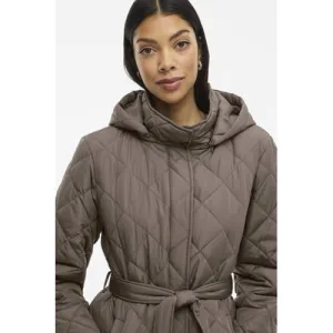VILA gewatteerde jas quilted grijsbruin
