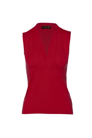 Rode mouwloze faux overslagtop