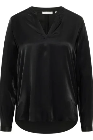 ETERNA Dames Overhemd zwart, Effen