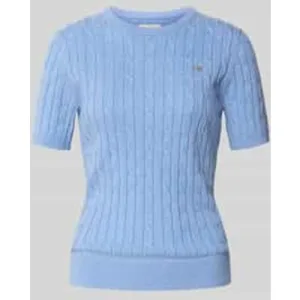 Gant Gebreid shirt met ronde hals en logostitching