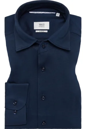 ETERNA 1863 Jersey shirt marine, Effen