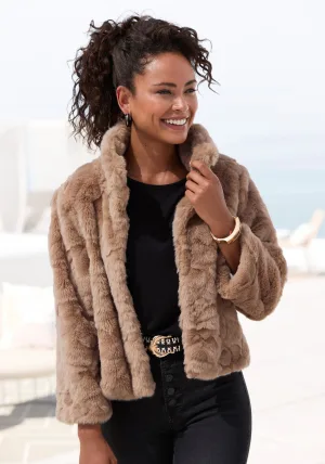 Lascana Jack van imitatiebont knusse korte jas van teddypluche, modieus