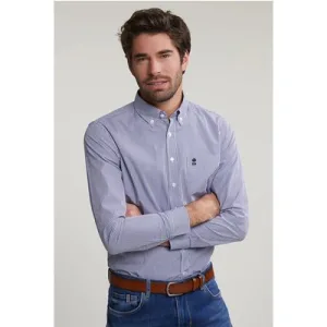 River Woods Slim Fit Striped Shirt With Pocket Blue/white