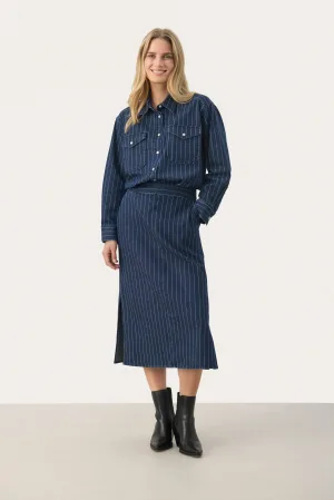 Denim rok Stripe Dark Denim dark blue