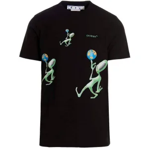 Gebroken wit Alien Arrow-logo oversized zwart T-shirt