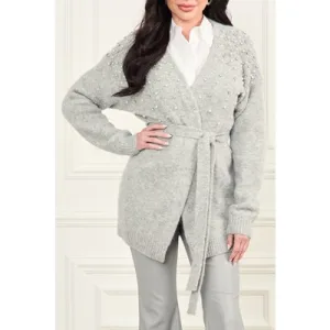 GUESS Sibilla Belted Cardi Light Stone Heather