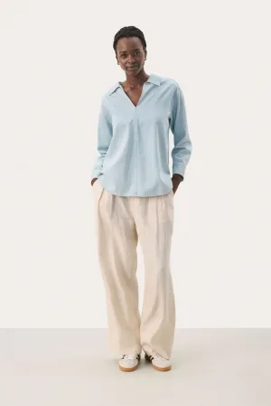 Overhemd met lang mouwen Oversize fit Whiteish Blue Denim