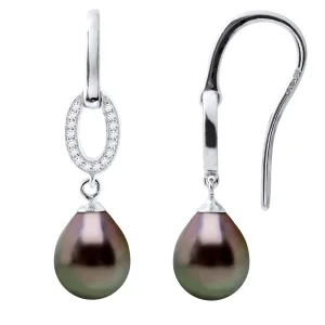 Dangle Oorbellen Sieraden Tahitian Pearl 8-9 mm Pears 925