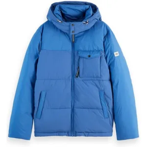 Scotch & Soda Hooded Puffer Jacket Smart Blue