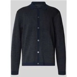 Christian Berg Men Regular fit gebreid jack met platte kraag