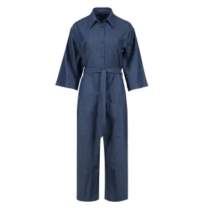 Indigo katoenen jumpsuit