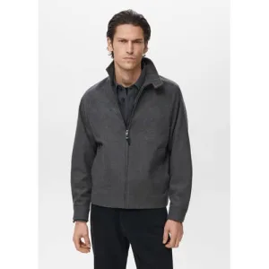 Mango Man tussenjas met wol grijs