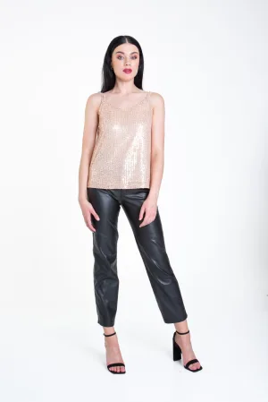 Cami-top met V-hals en pailletten