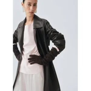 Mango suede handschoenen donkerbruin