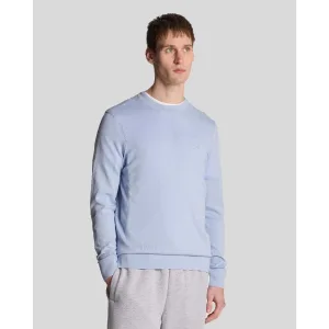 Men’s Lyle And Scott Tonal Superfine Cotton Crew Neck Jumper in Blue