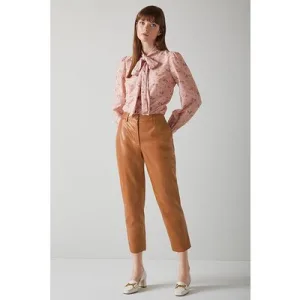 LK Bennett Arran Leather Pants Tobacco