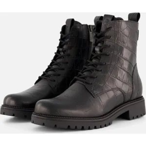 Tamaris Tamaris Veterboots Croco zwart Leer