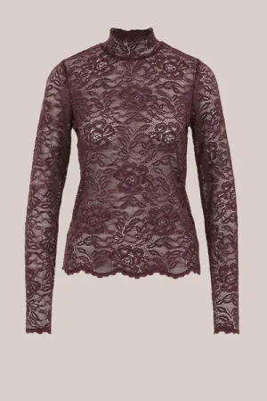 WE Fashion – Dames kanten top – Bordeauxrood –