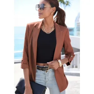 Lascana Lange blazer met aangerimpelde mouwen