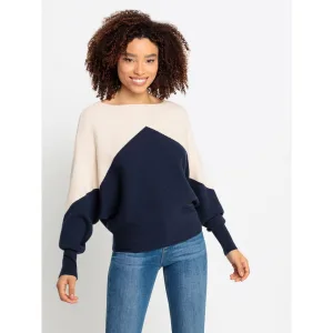 Lascana Gebreide trui met colorblock-look en lichte vleermuismouwen