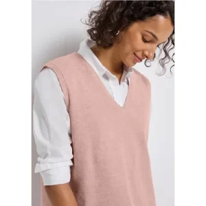 Street One Dames Mouwloze trui met V-hals in Roze