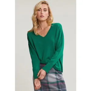 River Woods Green Basic V-neck Sweater Long Sleeves