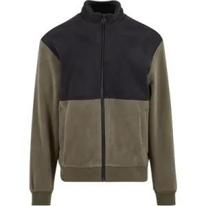 Urban Classics Colour Block Polar Fleece Jacket Black/olive
