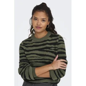 JDY trui JDYLORRAINE met zebraprint donkergroen/zwart