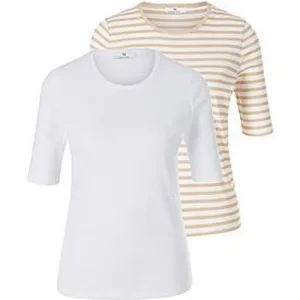 Shirt in set 2 100% katoen ronde hals Van Peter Hahn wit